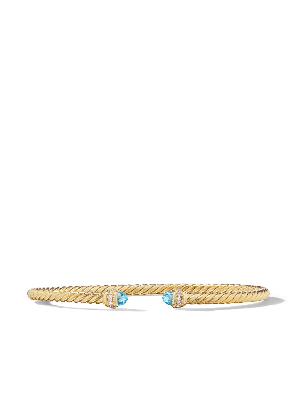 David Yurman 18K黄金 Classic Cablespira 黄玉钻石手链 - 金色