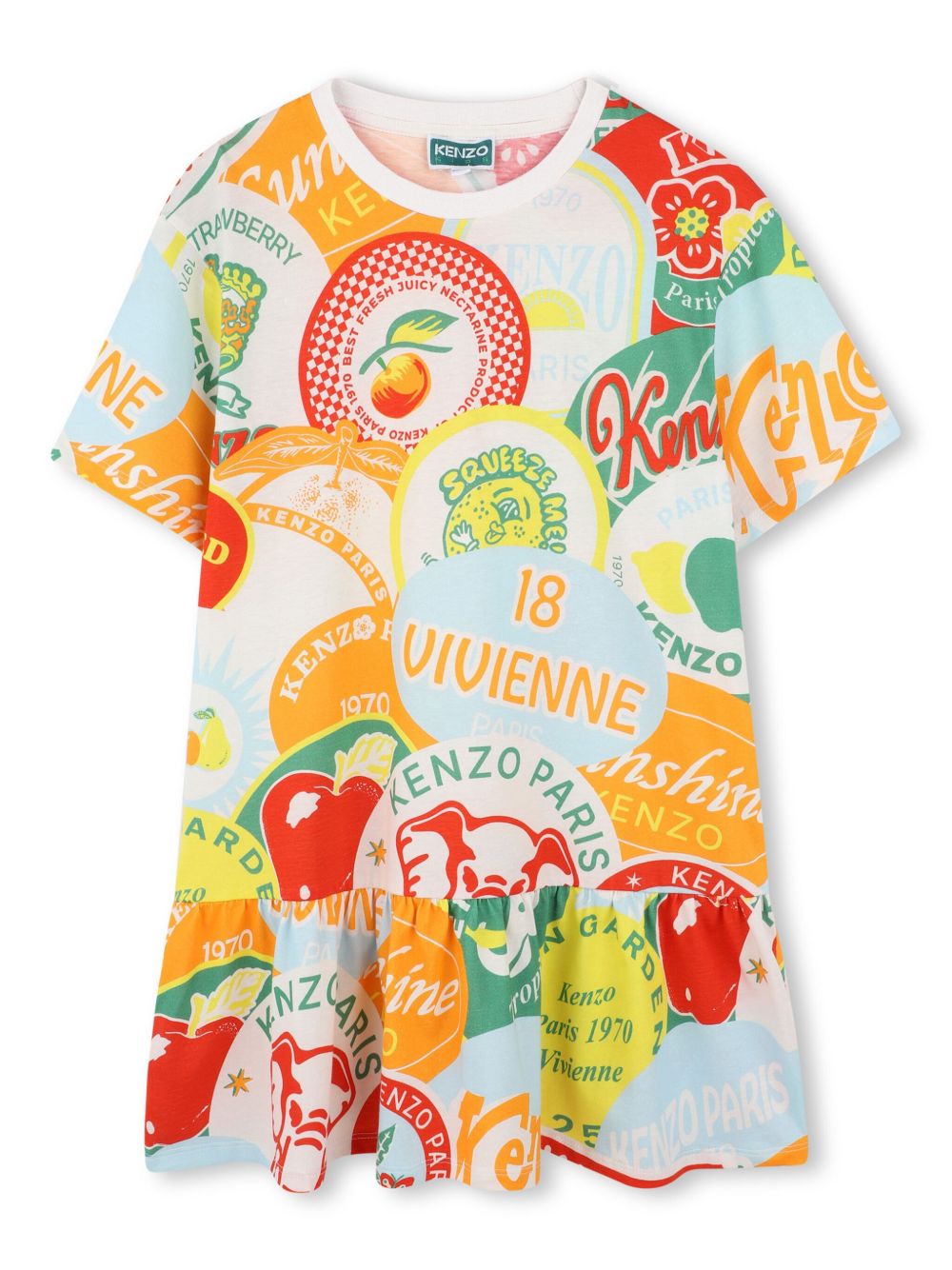 Kenzo Kids logo印花连衣裙 - 绿色