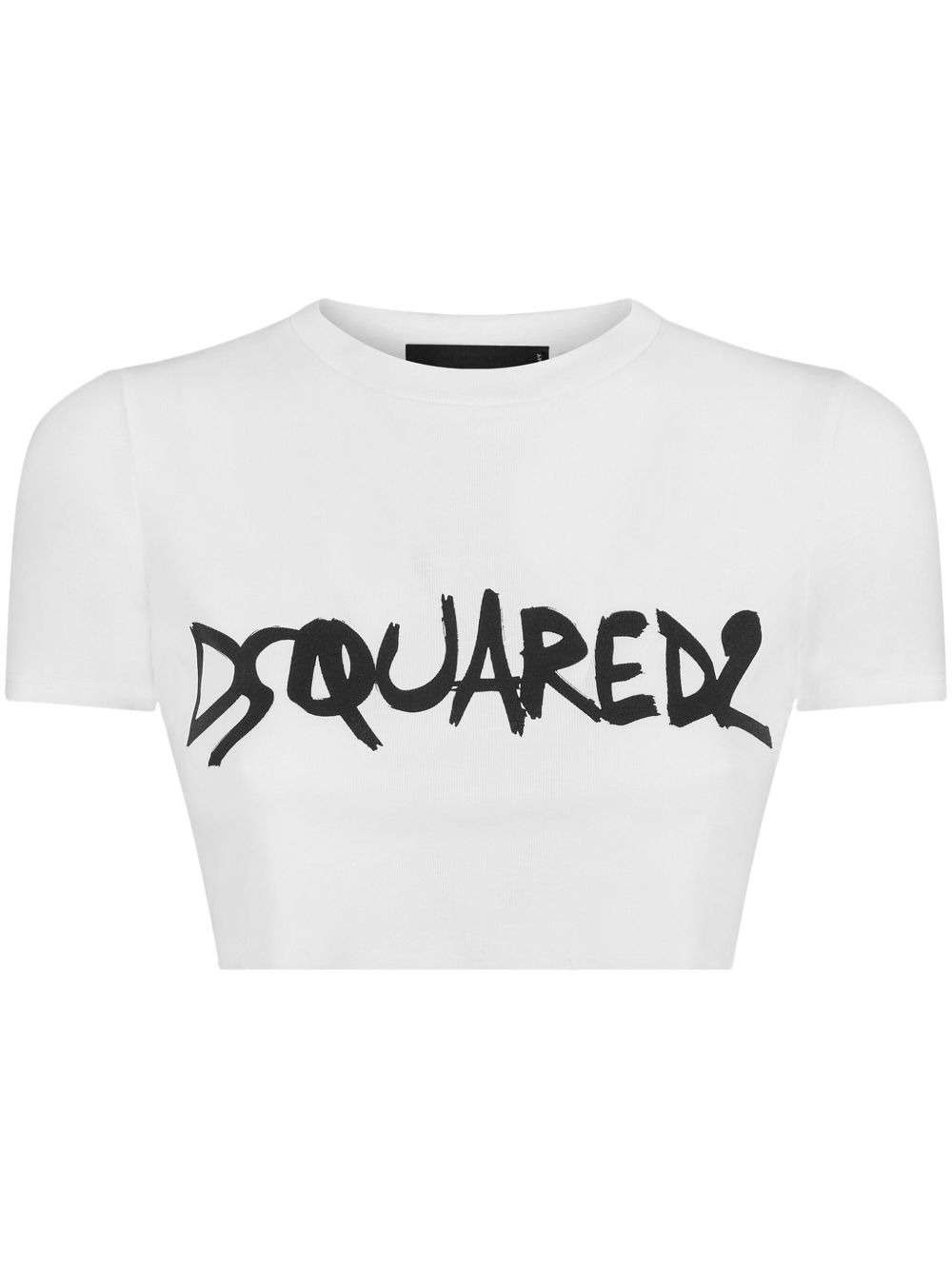 DSQUARED2 logo印花短款T恤 - 白色