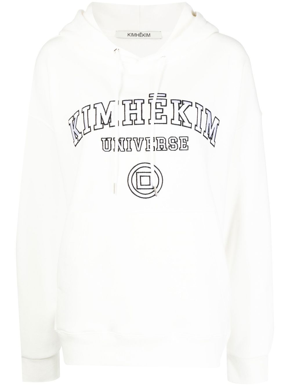 Kimhekim logo刺绣抽绳连帽衫 - 白色