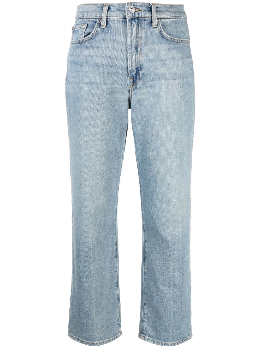 7 For All Mankind 轻水洗露踝牛仔裤 - 蓝色