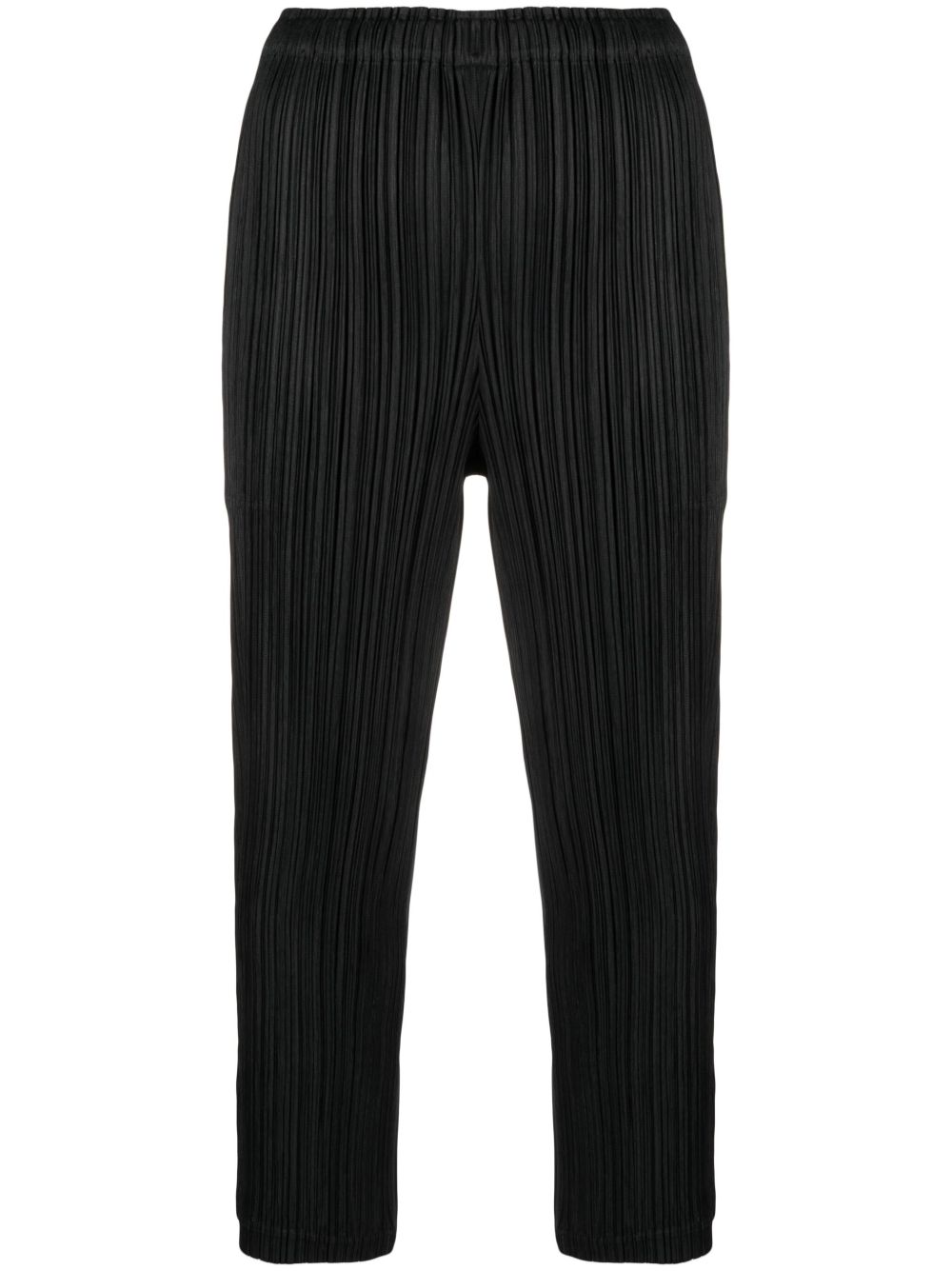 Pleats Please Issey Miyake 褶饰露踝裤 - 黑色