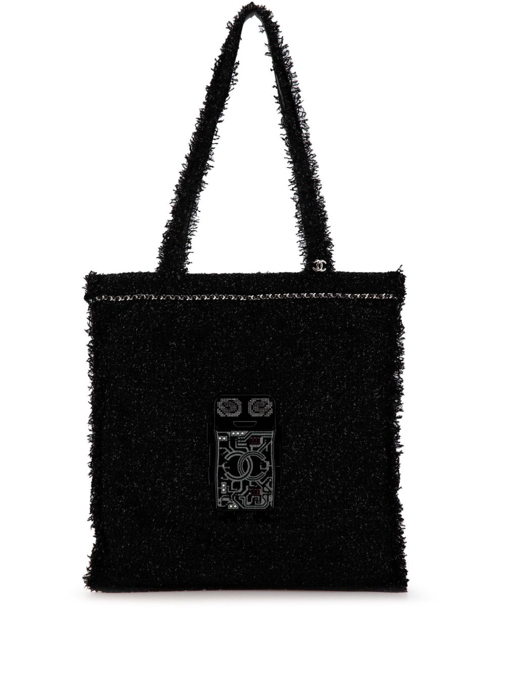 CHANEL Pre-Owned Robot Shopping 大号树脂缀饰粗花呢手提包（2017-2018年典藏款） - 黑色