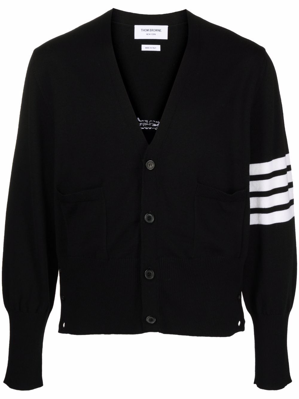 Thom Browne 4-Bar Stripe V领开衫 - 黑色
