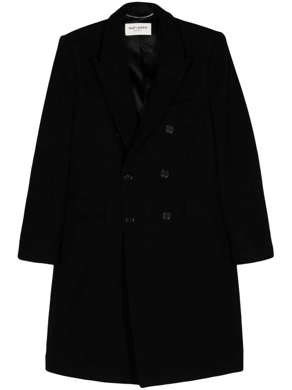 Saint Laurent 双排扣羊毛外套 - 黑色