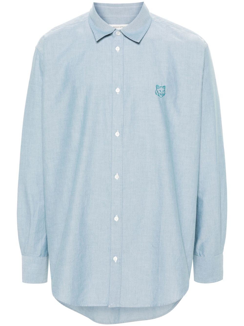 Maison Kitsuné Contour Fox Head 刺绣棉衬衫 - 蓝色