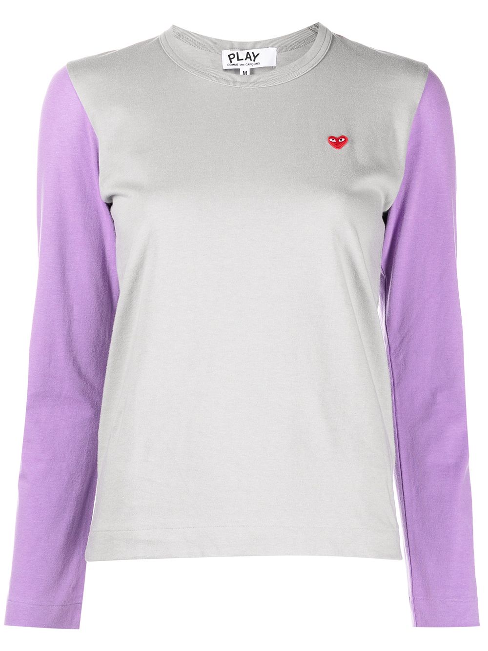 Comme Des Garçons Play logo贴花双色T恤 - 灰色