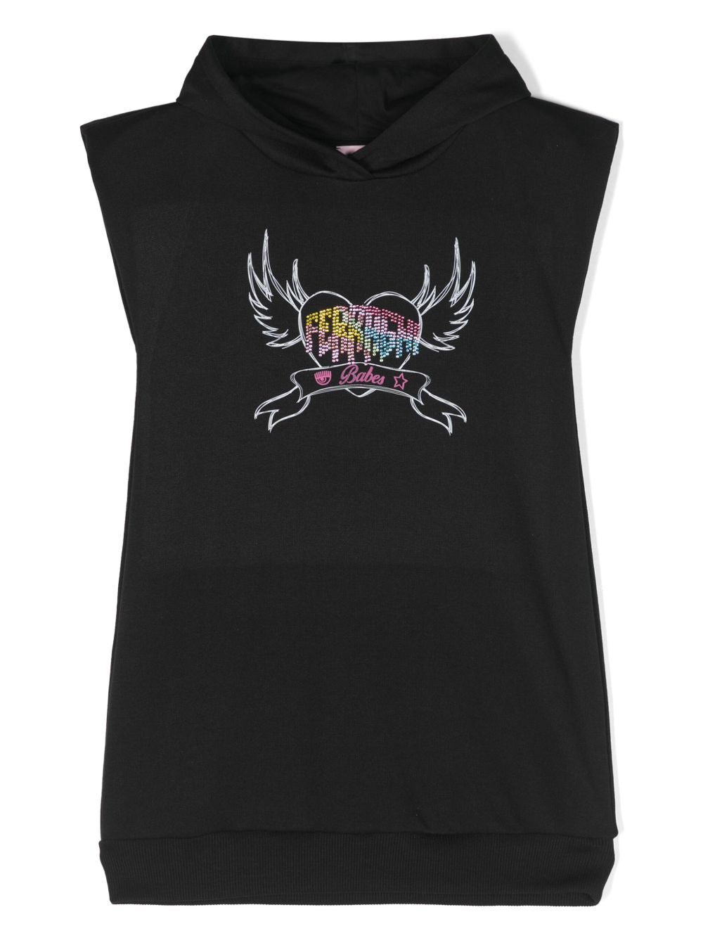 Chiara Ferragni Kids logo缀饰连帽连衣裙 - 黑色
