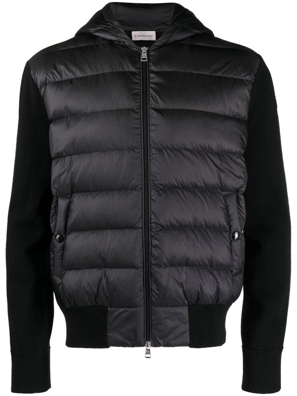Moncler 标贴填充抓绒夹克 - 黑色