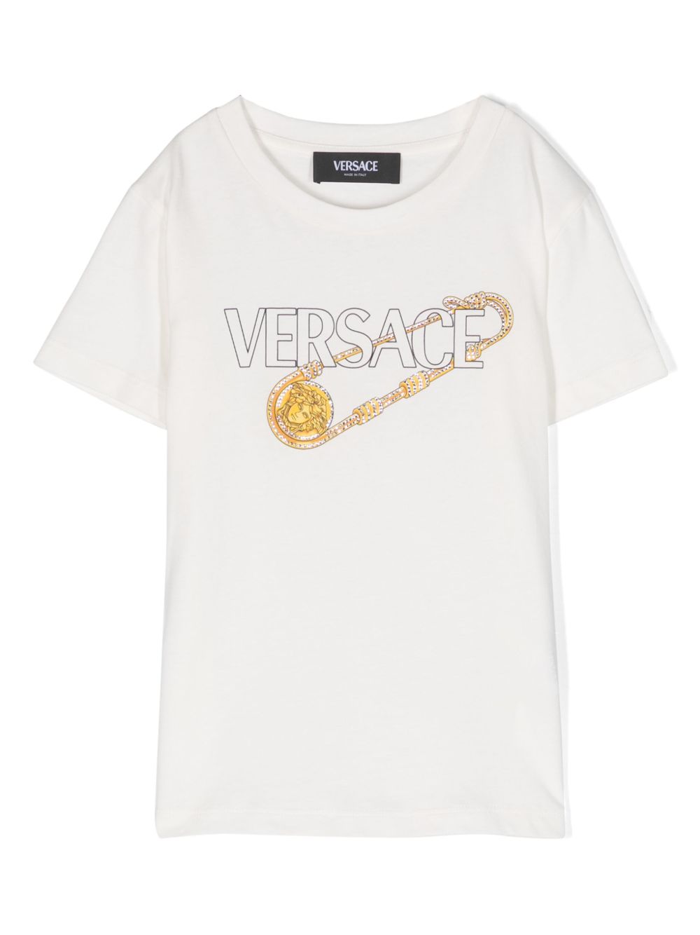 Versace Kids Medusa Head Pin 棉T恤 - 白色