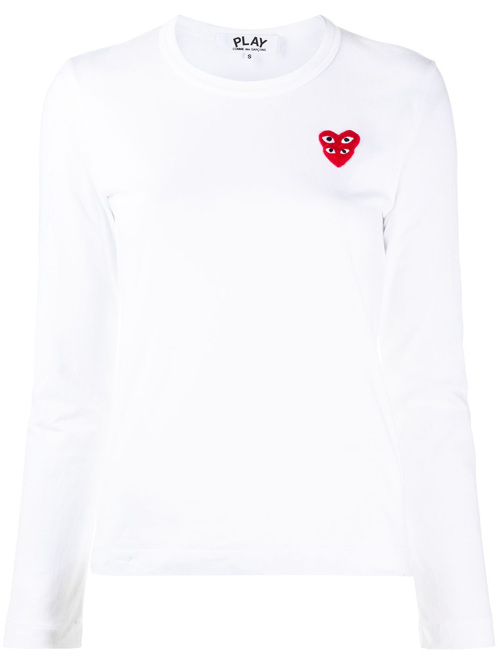 Comme Des Garçons Play logo刺绣长袖上衣 - 白色