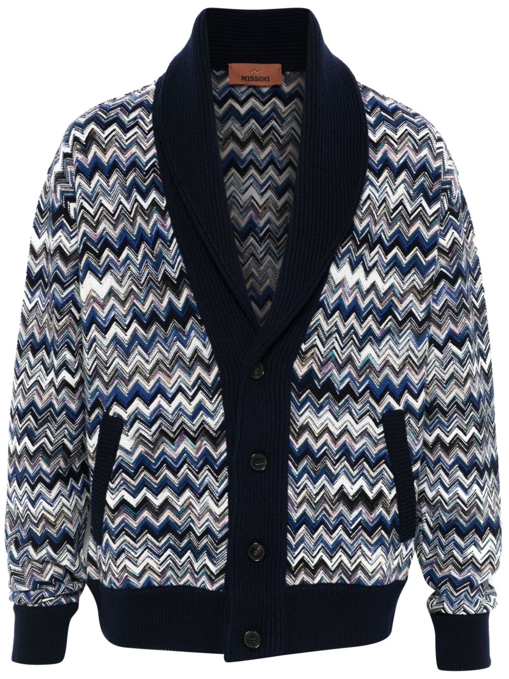 Missoni Z字形图案羊毛开衫 - 蓝色