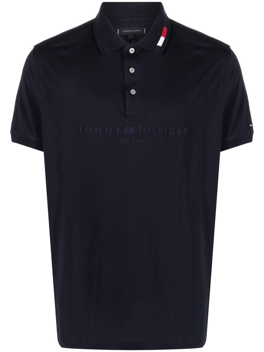 Tommy Hilfiger logo印花棉polo衫 - 蓝色