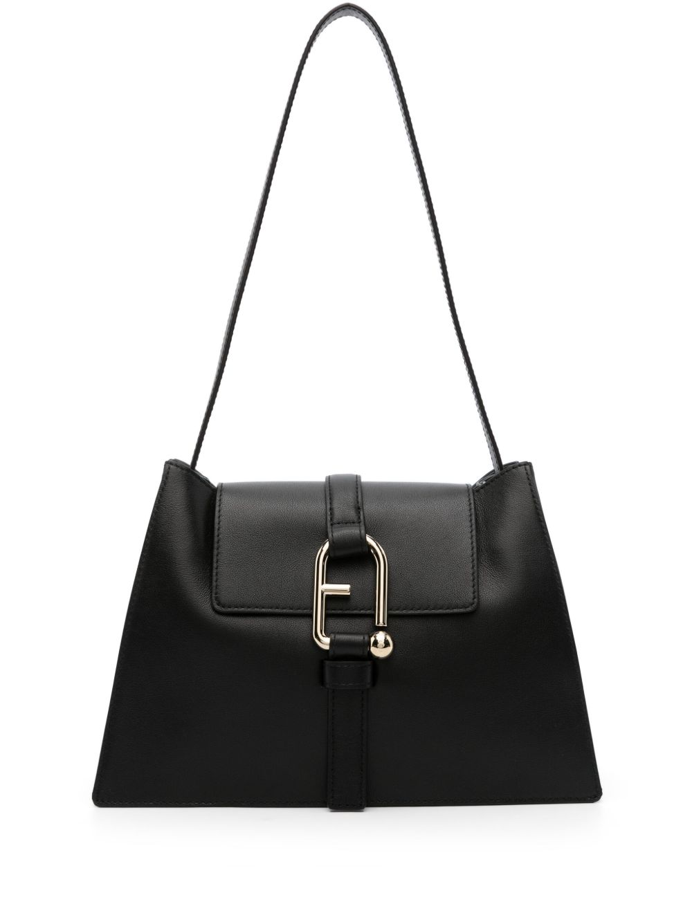 Furla logo扣环单肩包 - 黑色