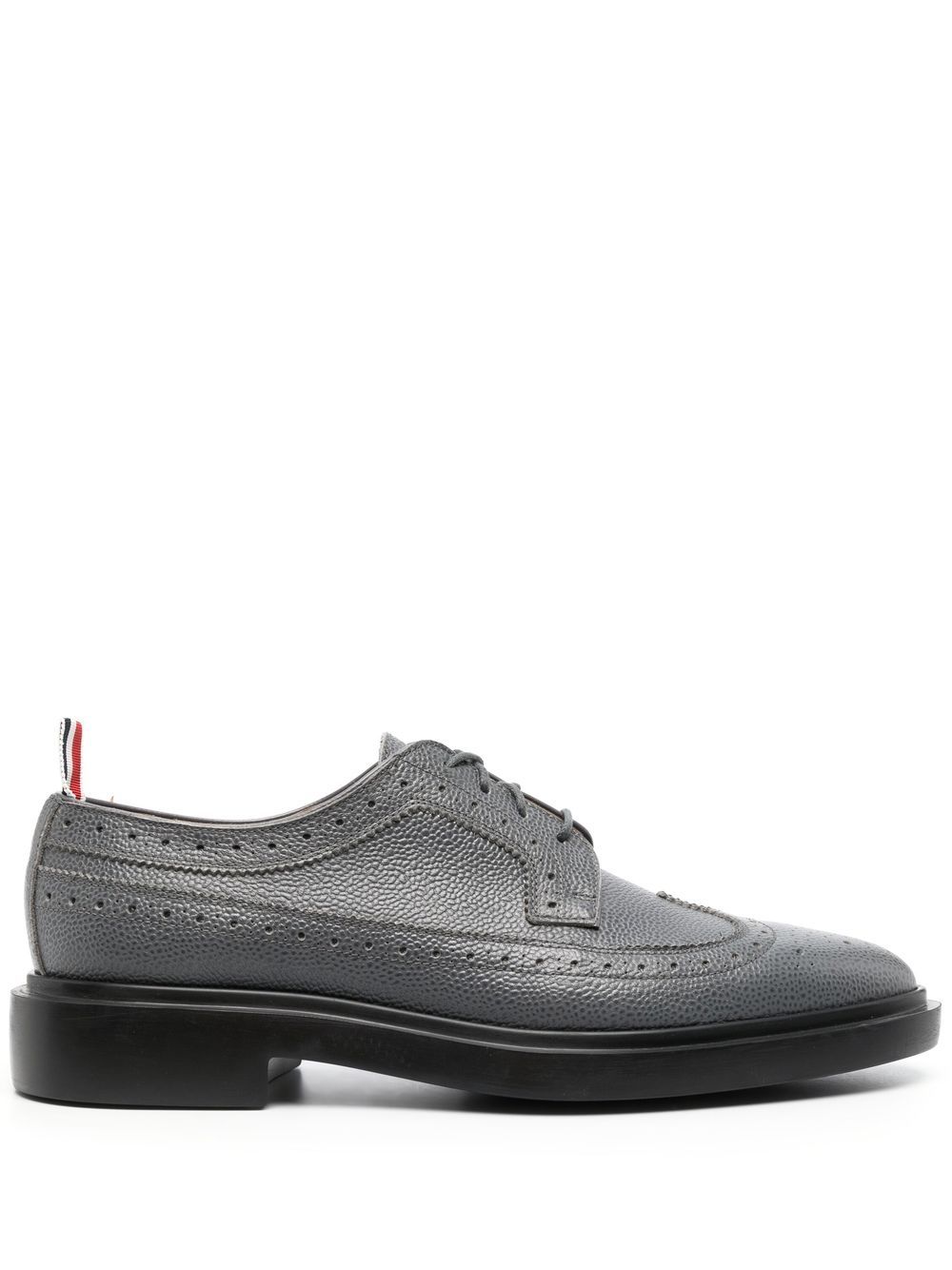 Thom Browne 杏仁形鞋头皮质布洛克鞋 - 灰色