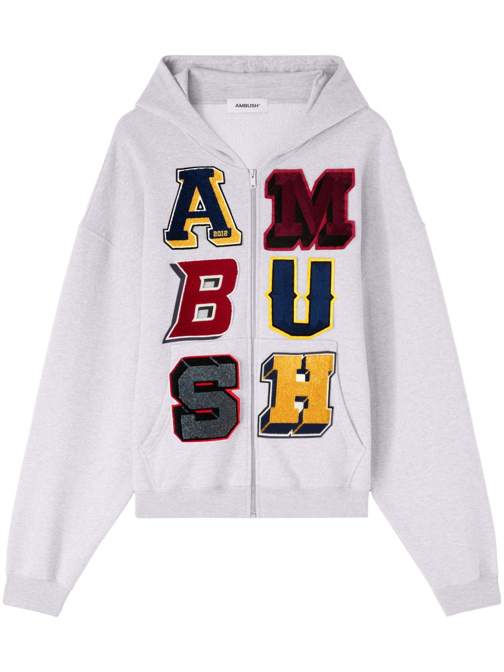 AMBUSH 标贴拉链连帽衫 - 灰色