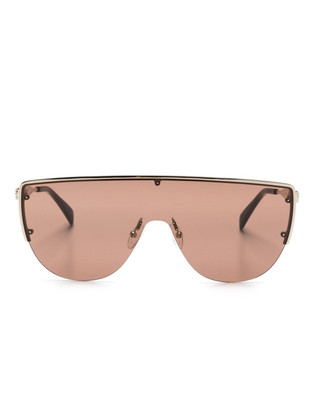 Alexander McQueen Eyewear 盾形太阳眼镜 - 褐色