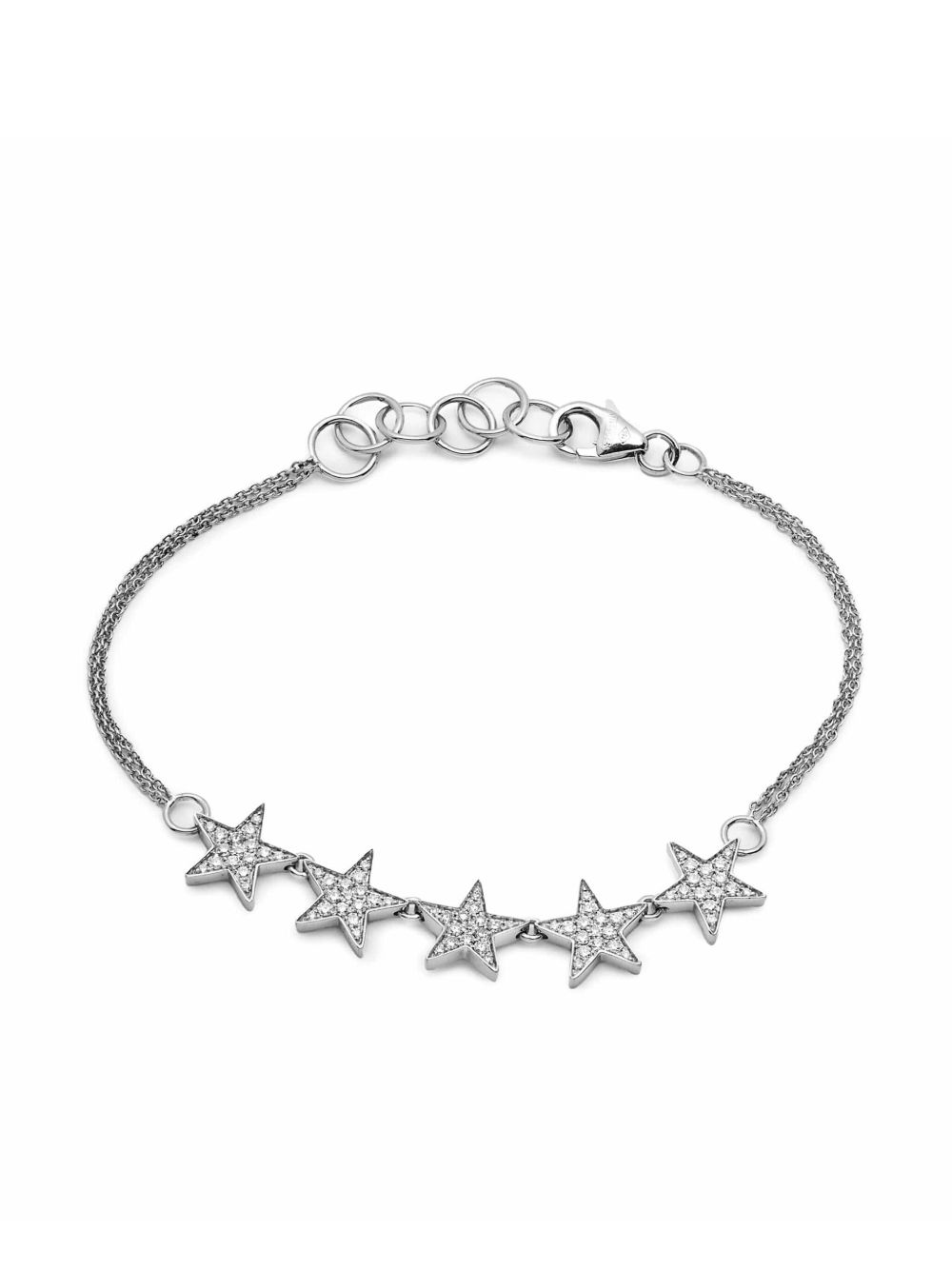 Jewels Aficionado 18K白金 Star 钻石手链 - 银色