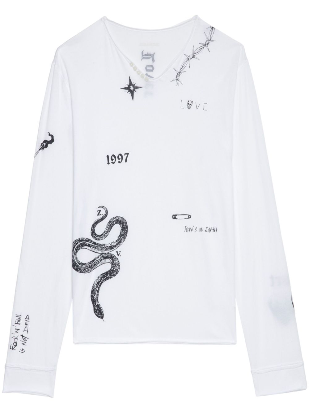 Zadig&Voltaire 刺青印花长袖T恤 - 白色