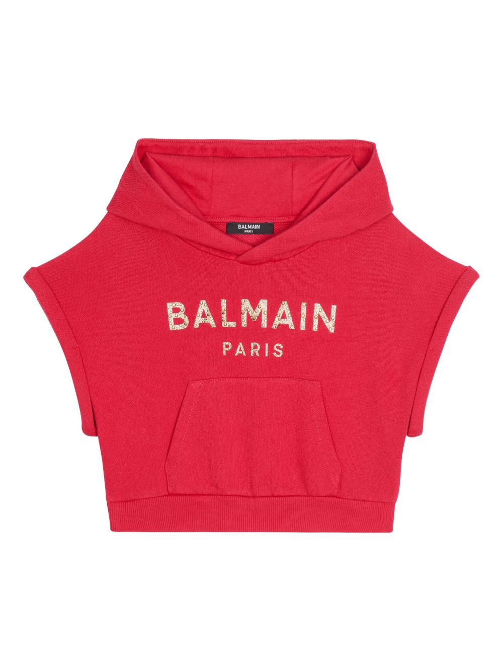 Balmain Kids logo缀饰棉连帽衫 - 粉色
