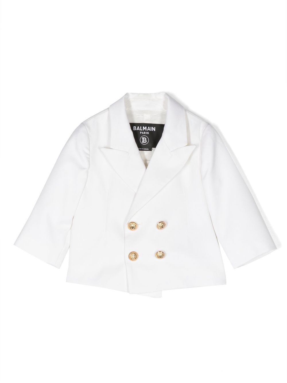 Balmain Kids 双排扣西装夹克 - 白色