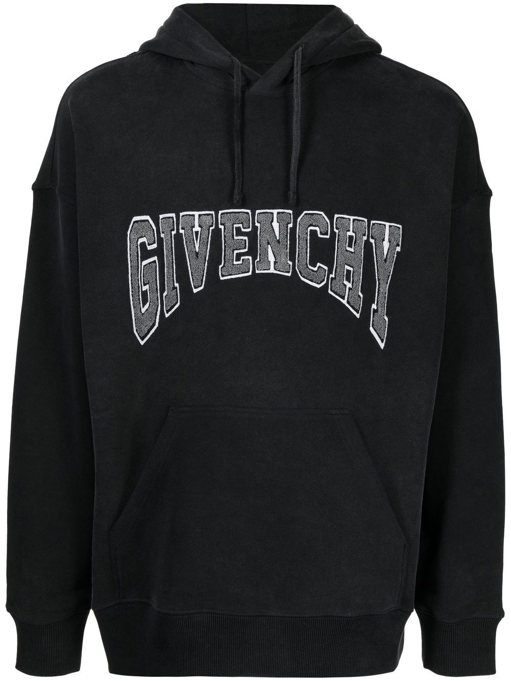 Givenchy logo织带贴花抽绳连帽衫 - 灰色