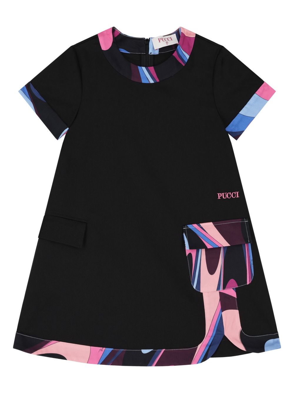 PUCCI Junior Logo Onde 印花连衣裙 - 黑色