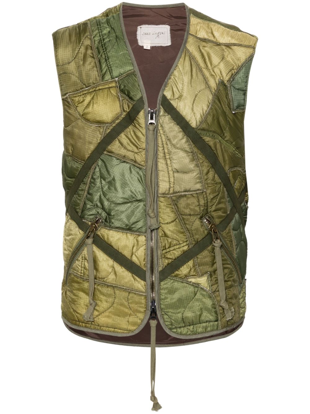 Greg Lauren 拼贴填充马甲 - 绿色