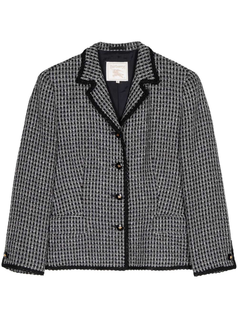 Burberry Pre-Owned 粗花呢单排扣西装夹克 - 黑色