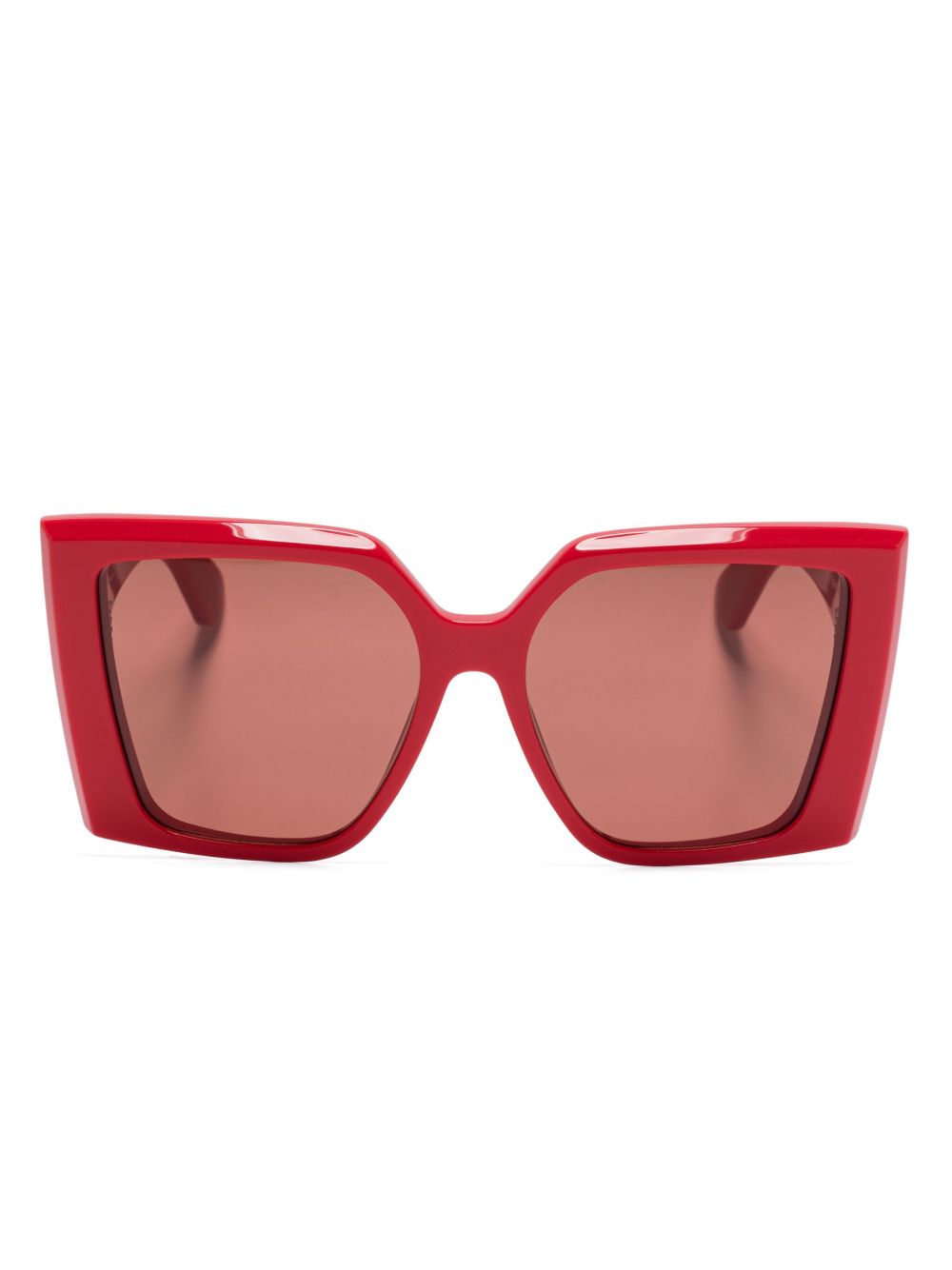Alexander McQueen Eyewear 超大镜框太阳眼镜 - 红色