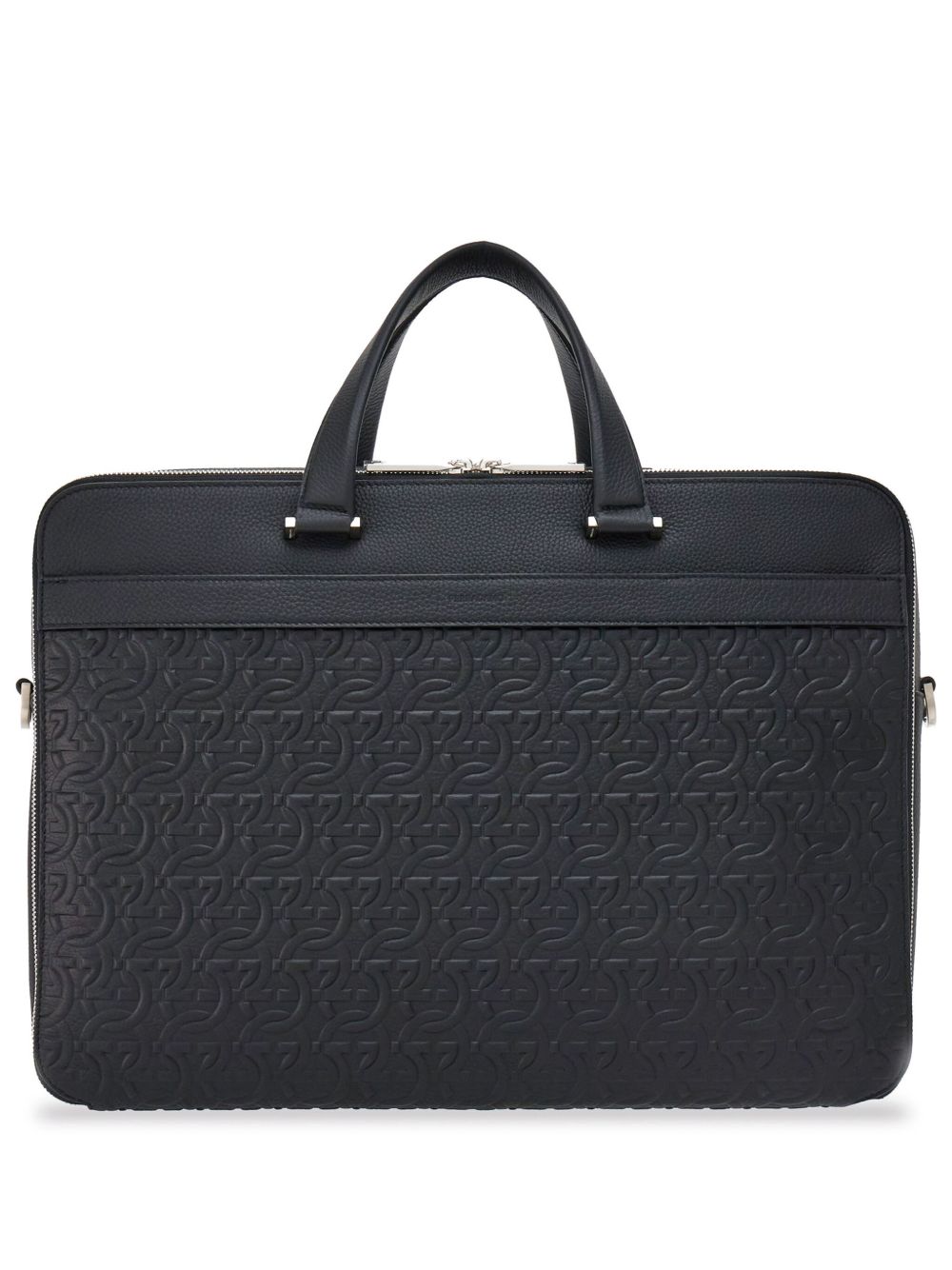 Ferragamo Gancini 皮质公文包 - 黑色