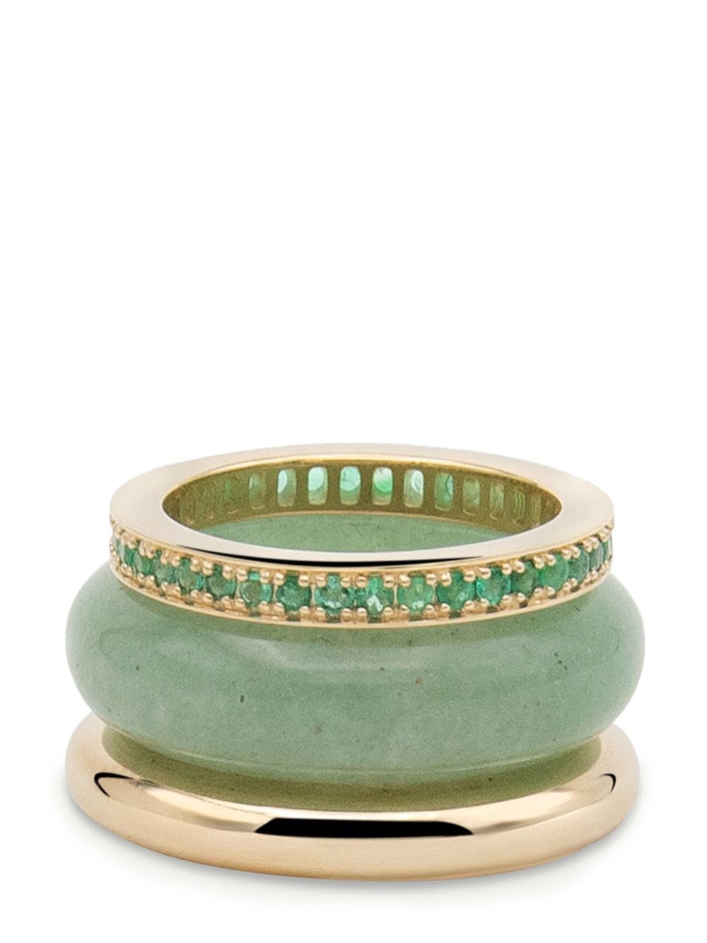 By Pariah 14kt yellow gold Luminous multi-stone stackable ring - 绿色