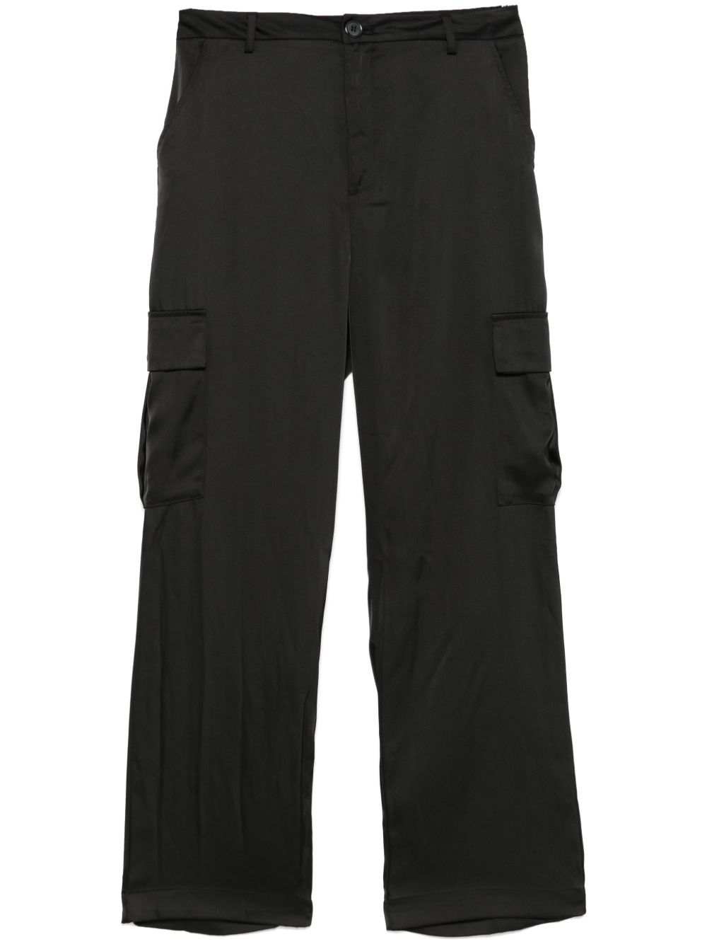 DKNY 高腰缎面长裤 - 黑色