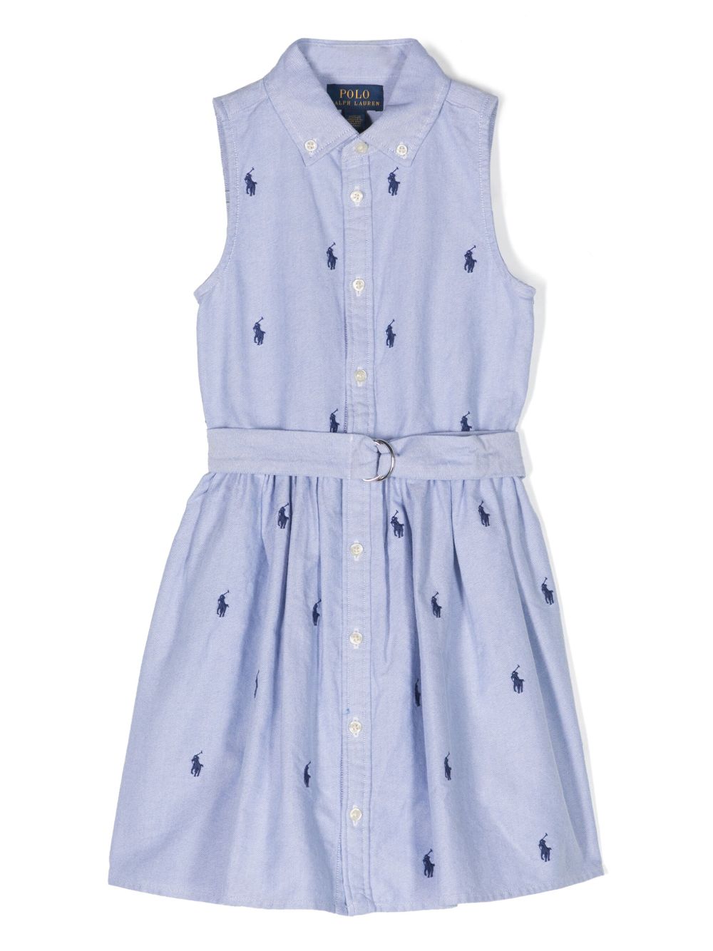 POLO RALPH LAUREN KIDS Polo Pony 刺绣无袖连衣裙 - 蓝色