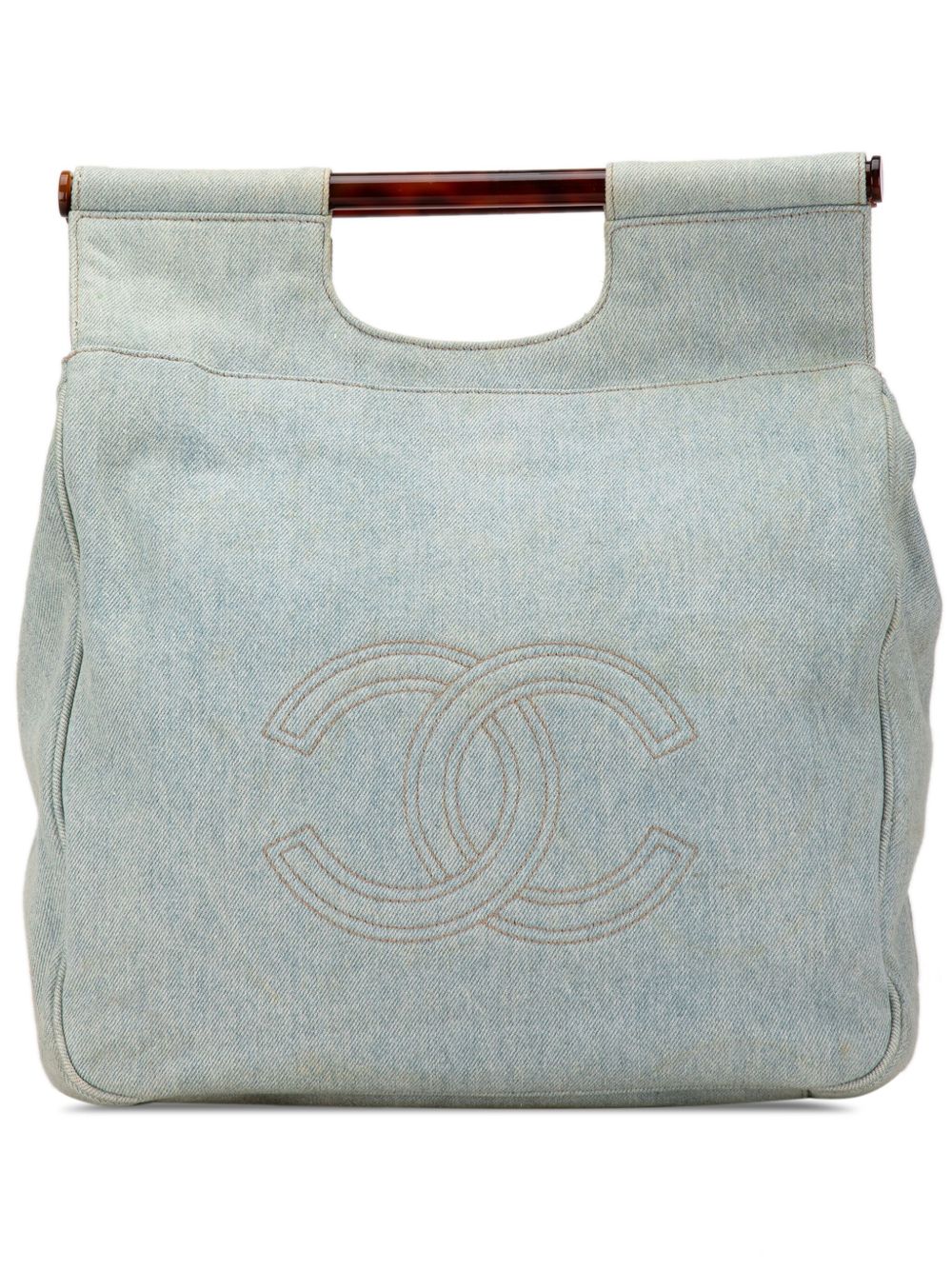 CHANEL Pre-Owned CC 牛仔玳瑁纹手柄手提包（1996-1997年典藏款） - 蓝色