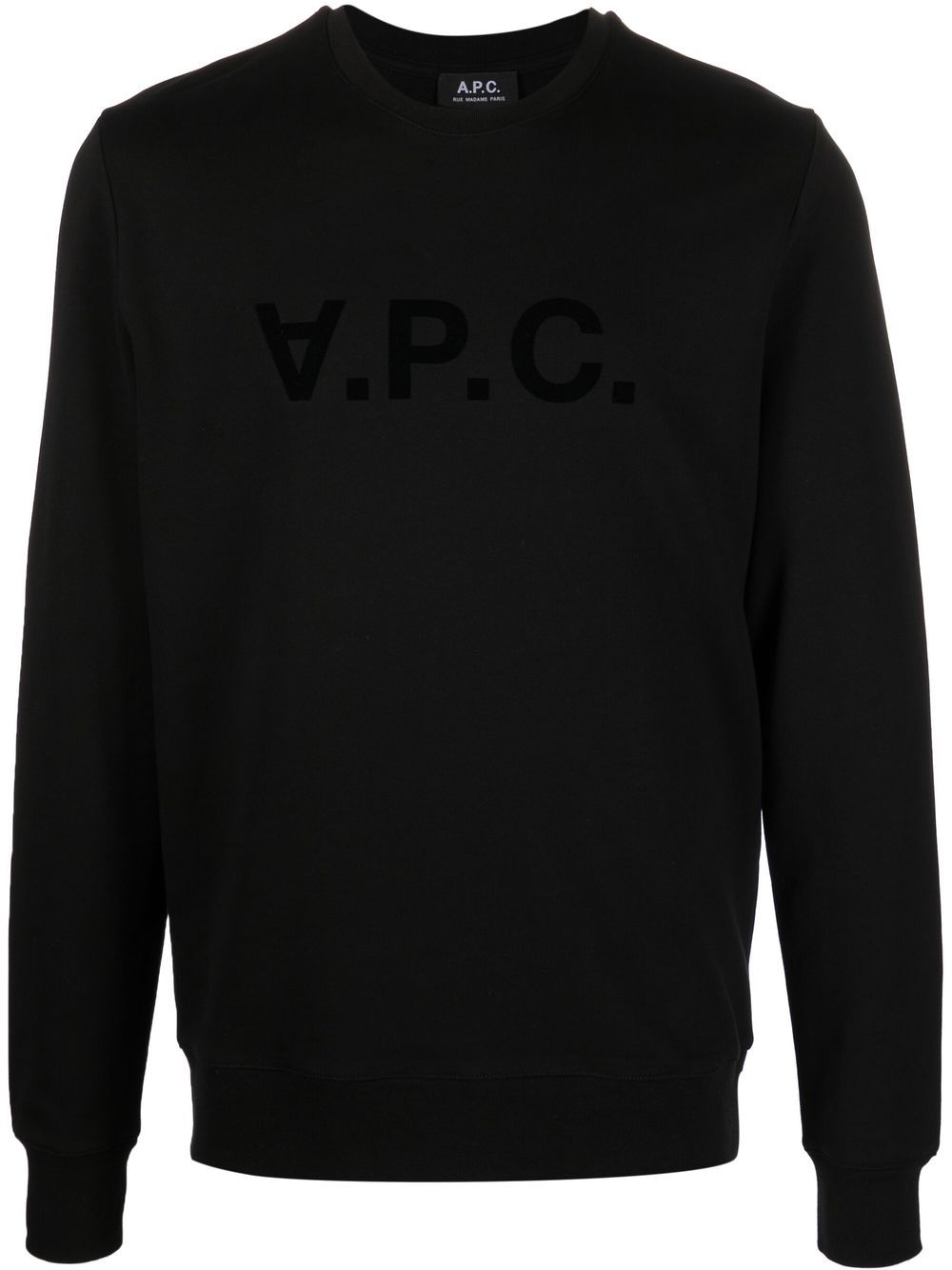 A.P.C. logo印花圆领卫衣 - 黑色