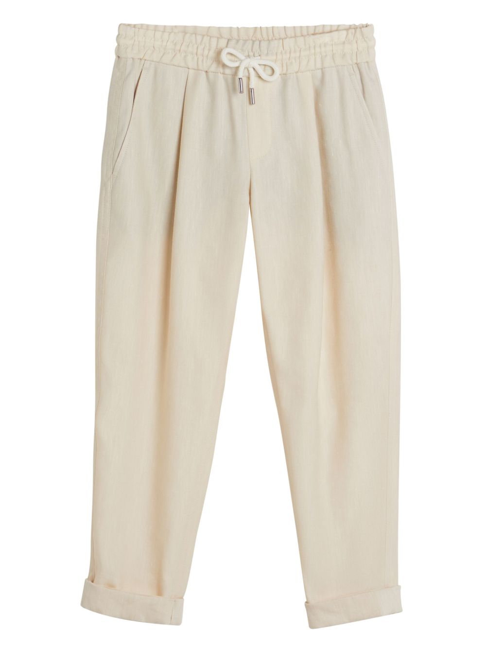 Brunello Cucinelli Kids 松紧裤腰锥形裤 - 中性色