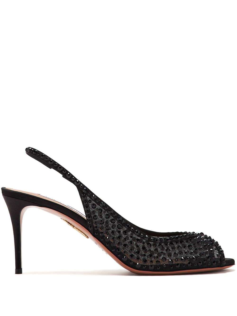 Aquazzura Crystal Lover 高跟凉鞋（75厘米） - 黑色