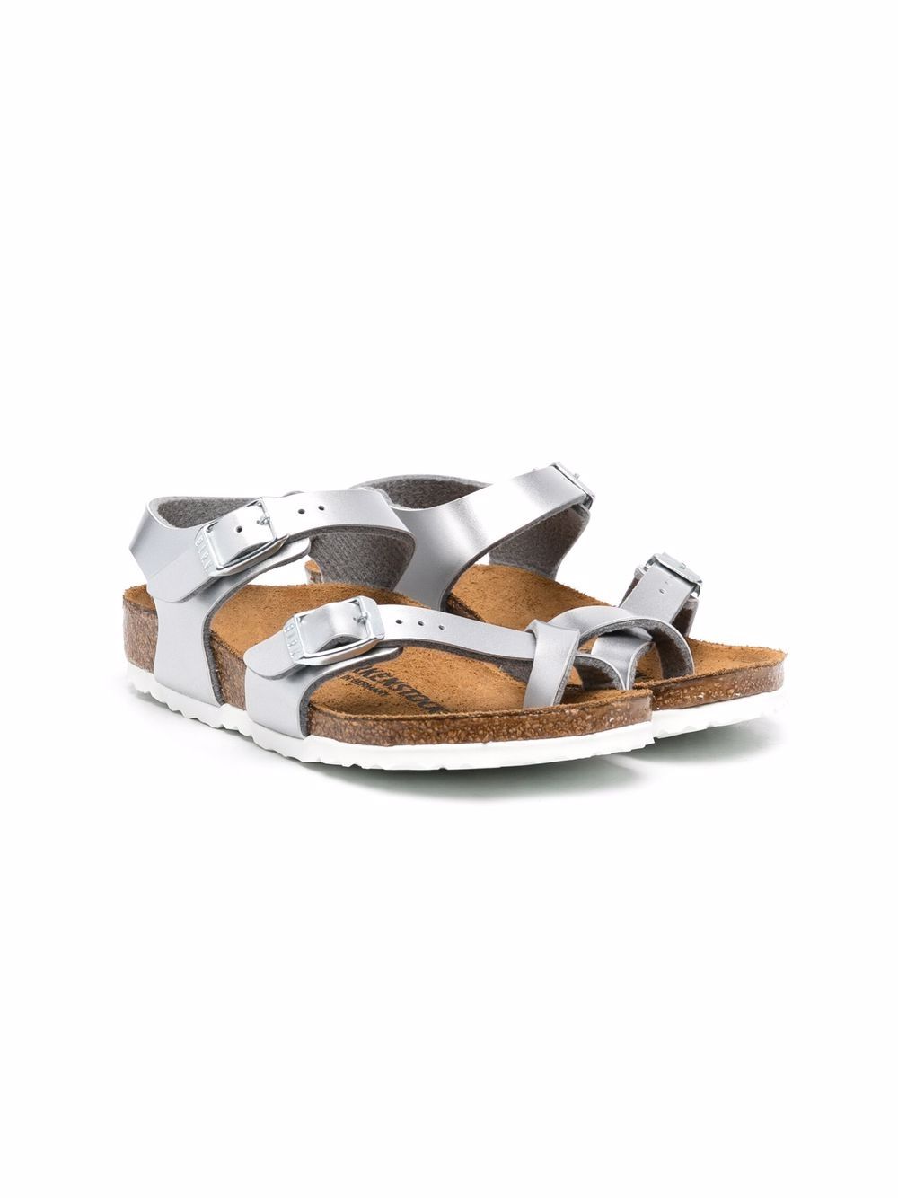Birkenstock Kids Taormina 金属感凉鞋 - 银色