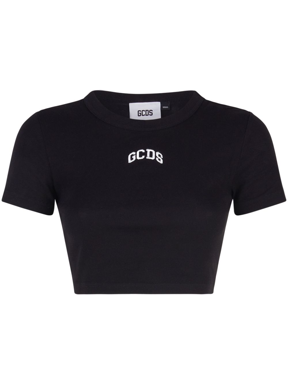 GCDS logo刺绣短款T恤 - 黑色
