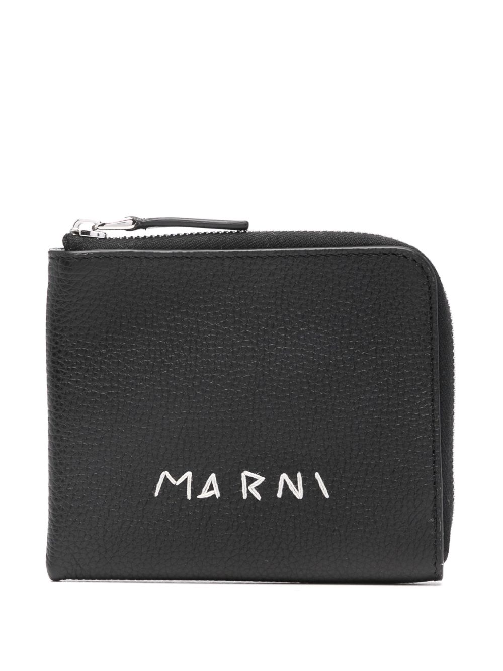 Marni logo刺绣皮质卡夹 - 黑色