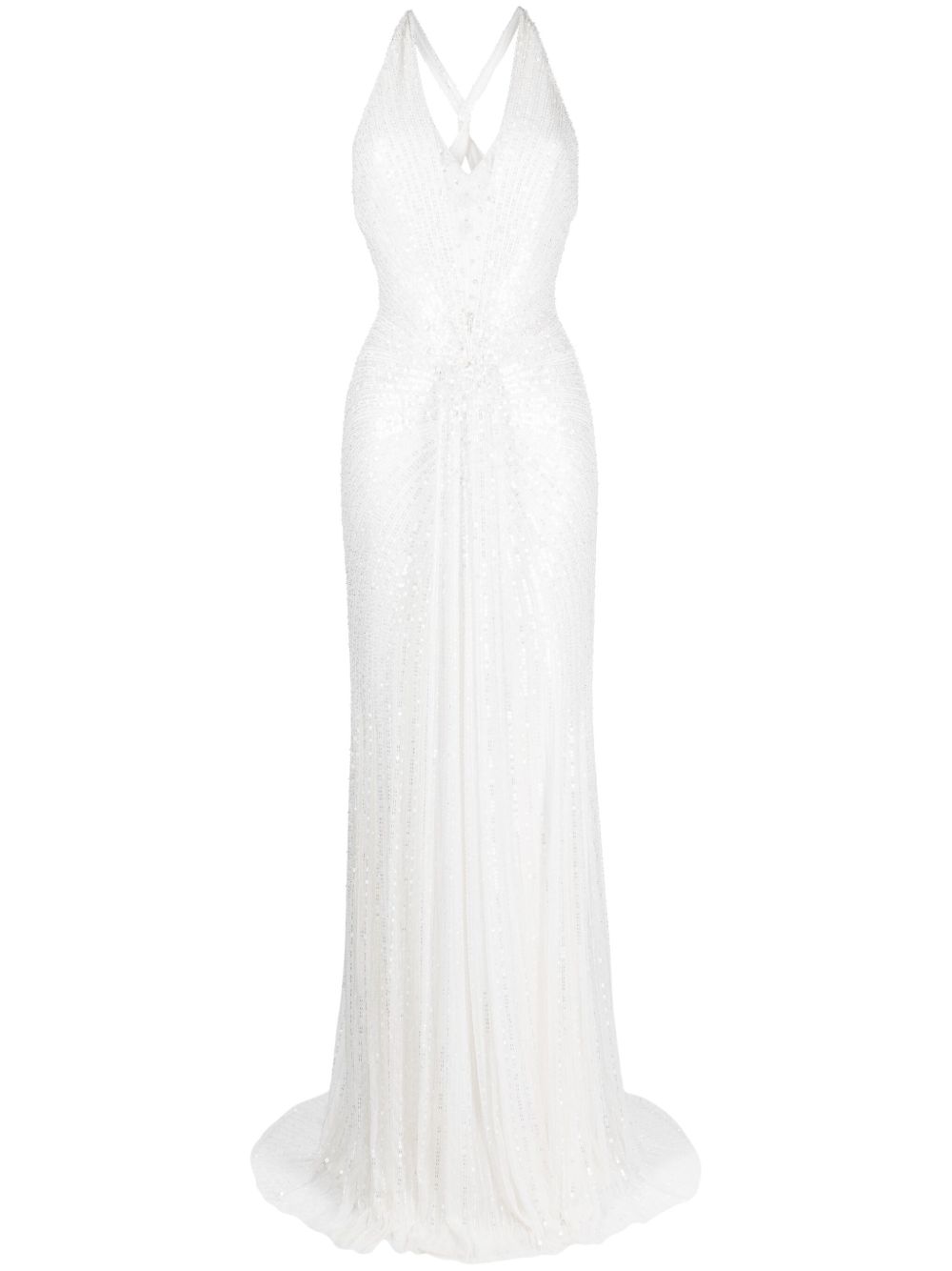 Jenny Packham Vilde 亮片缀饰连衣裙 - 白色
