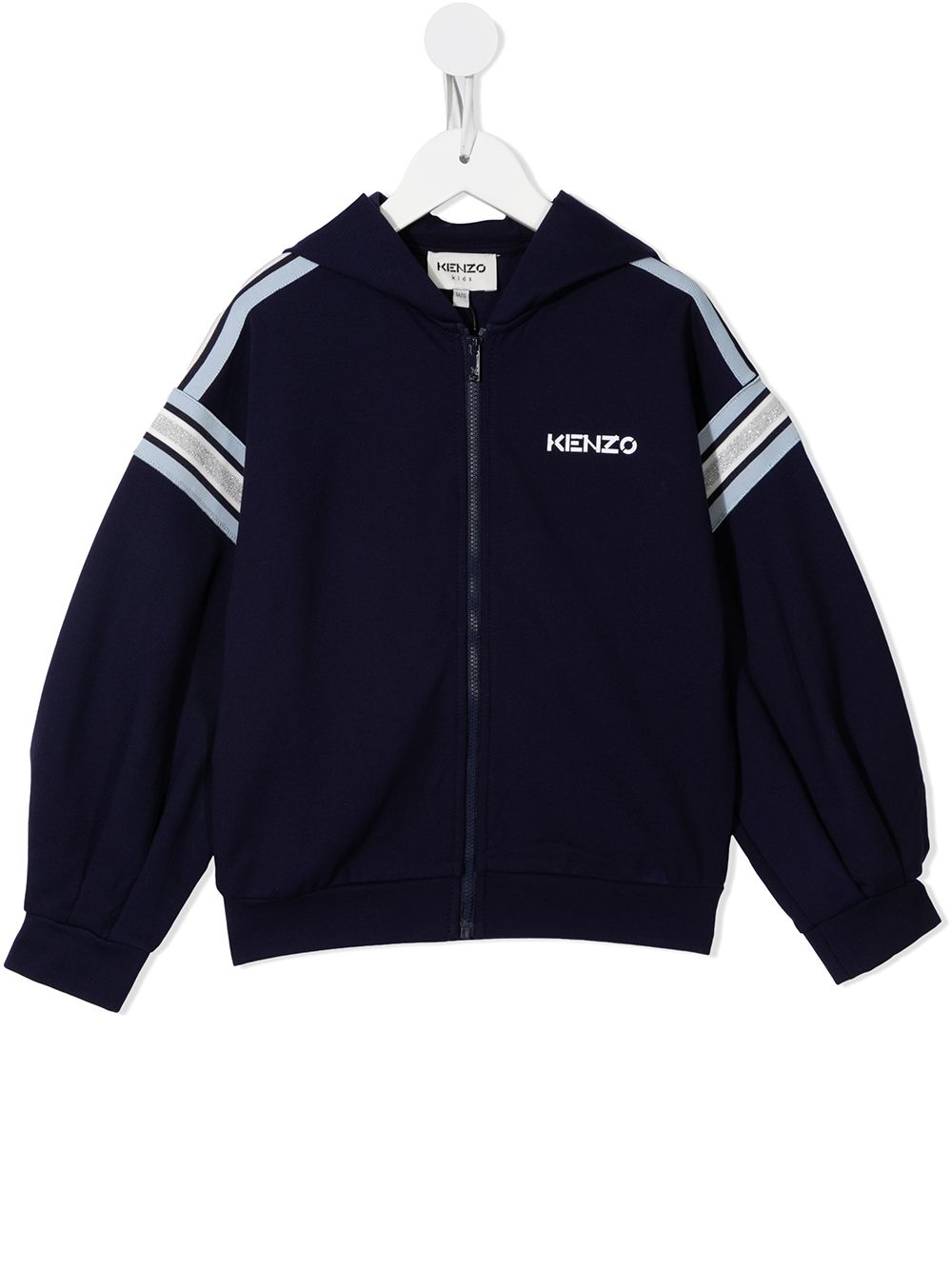 Kenzo Kids logo印花连帽开衫 - 蓝色