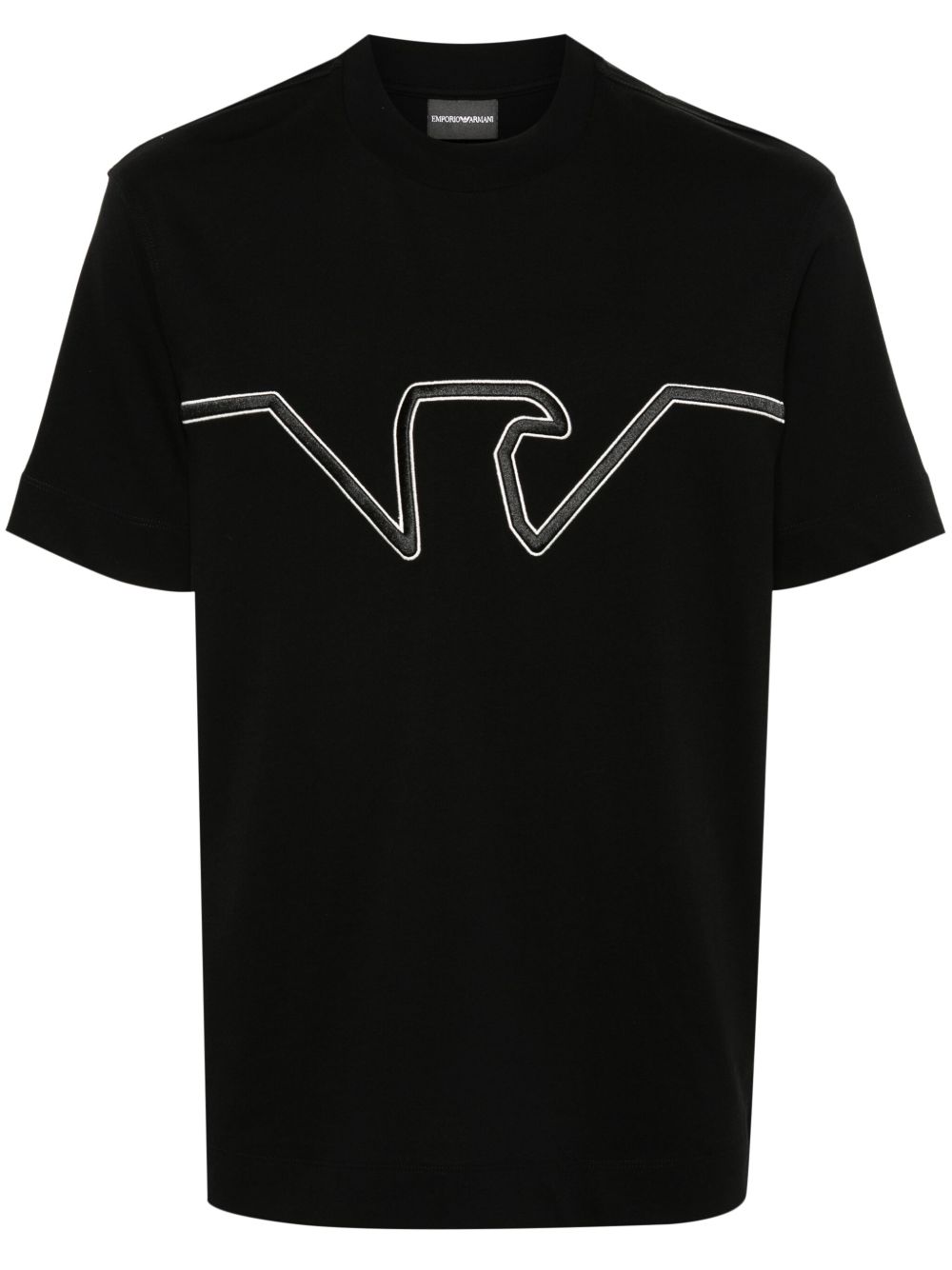 Emporio Armani 老鹰刺绣T恤 - 黑色