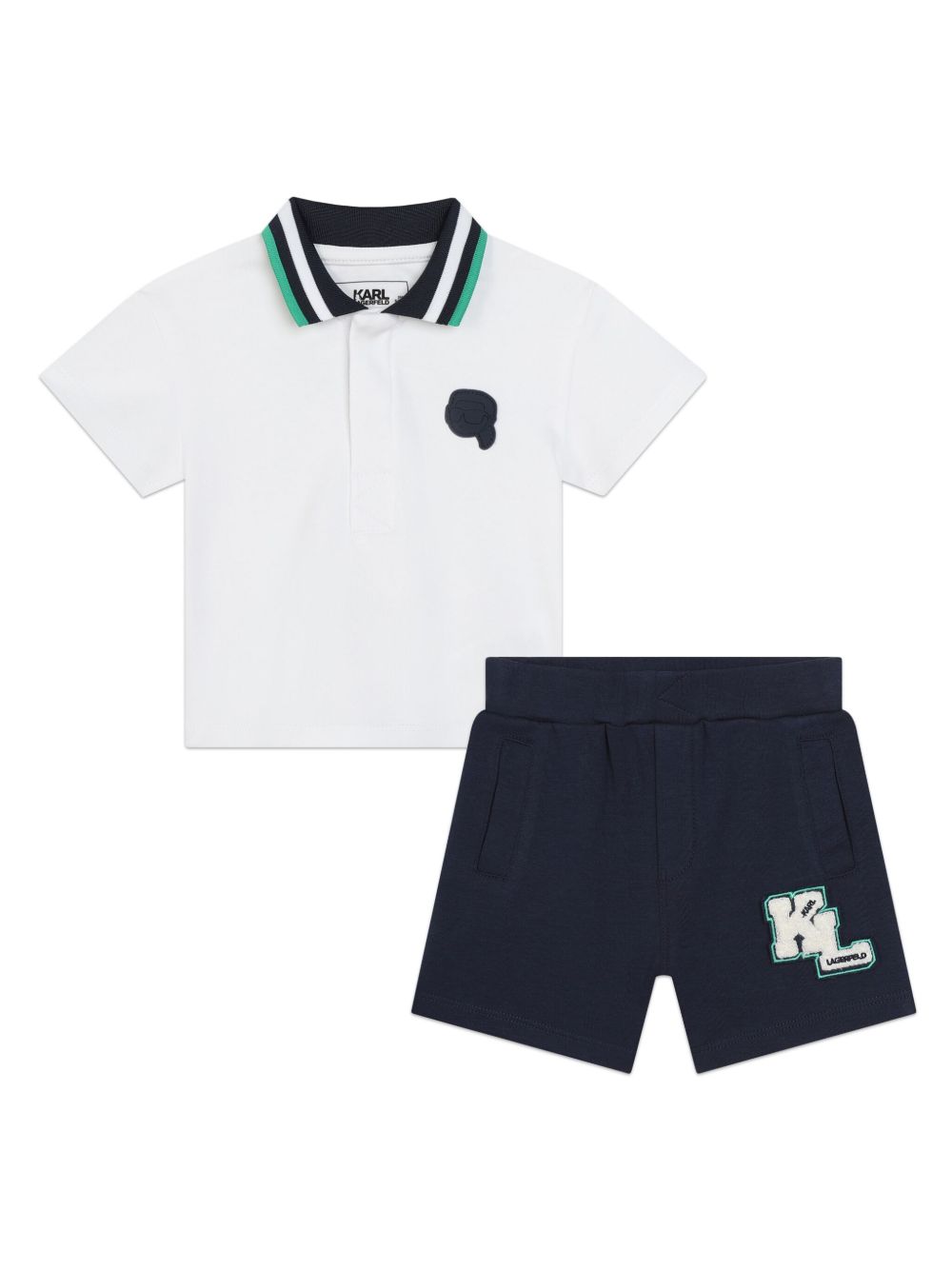 Karl Lagerfeld Kids Ikonik Karl 印花棉短裤套装 - 蓝色