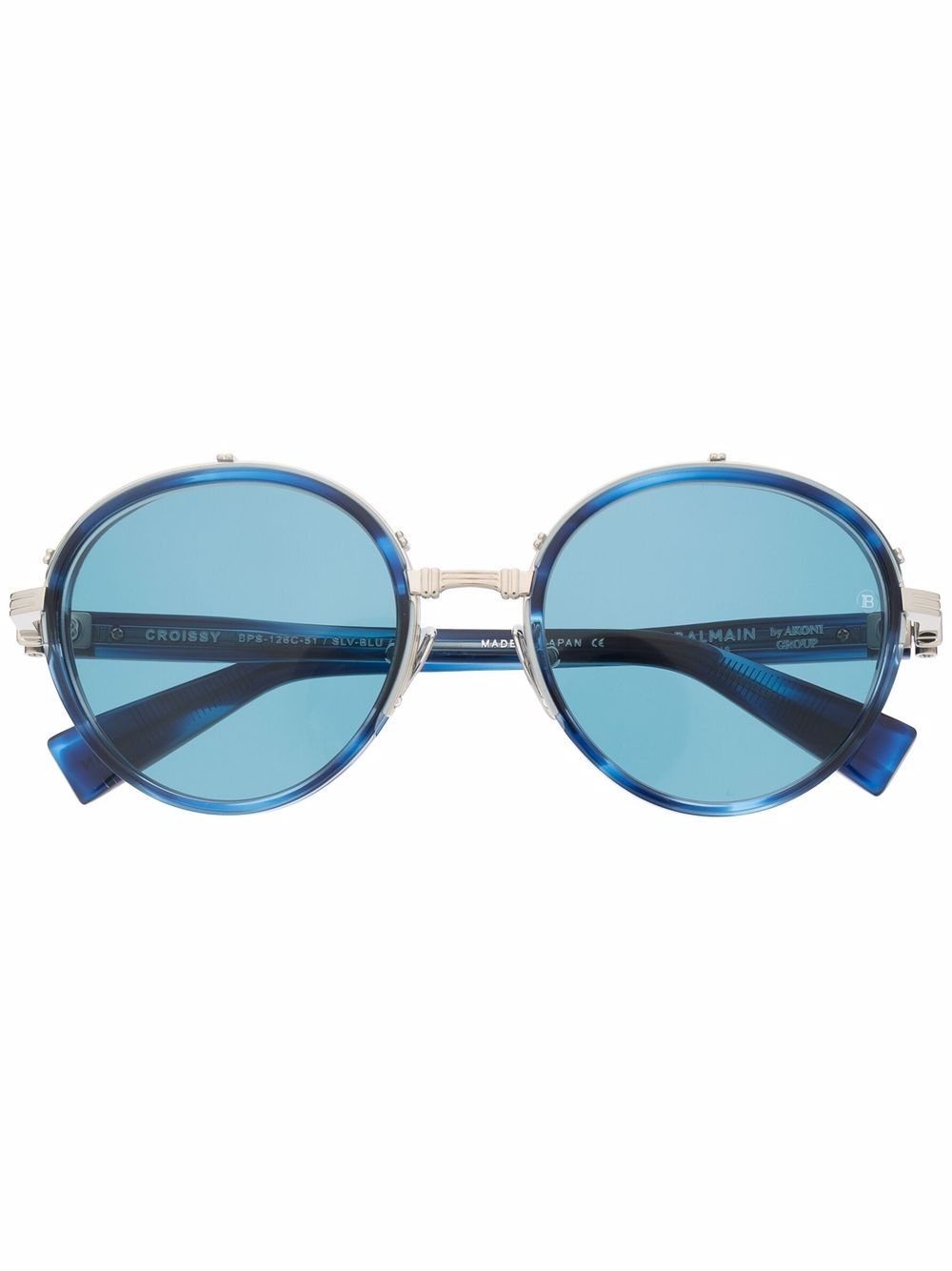 Balmain Eyewear logo雕刻太阳眼镜 - 蓝色
