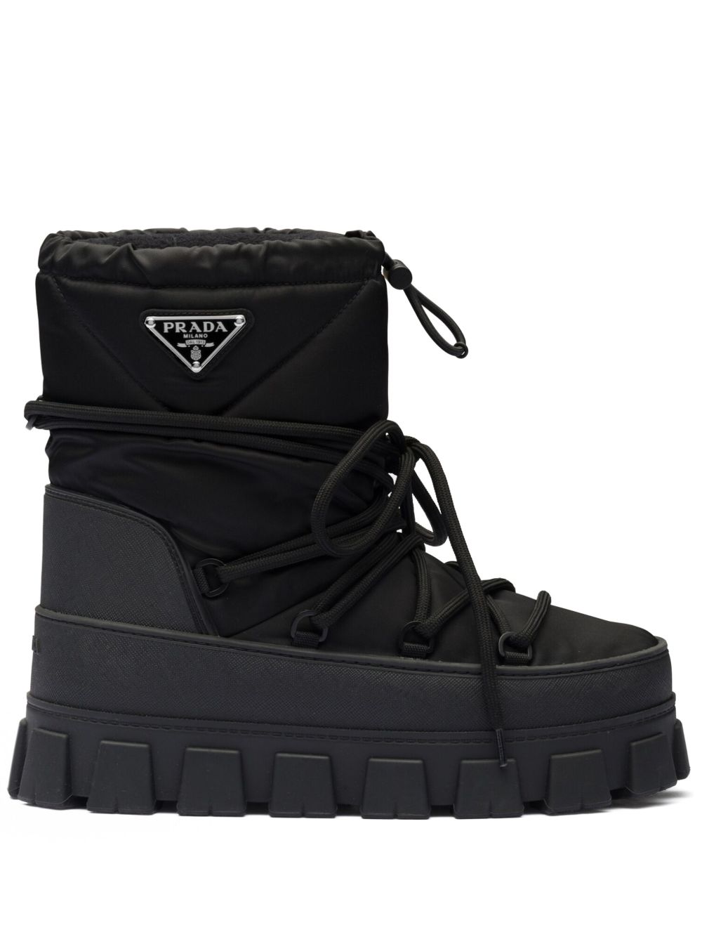 Prada logo标牌雪靴 - 黑色