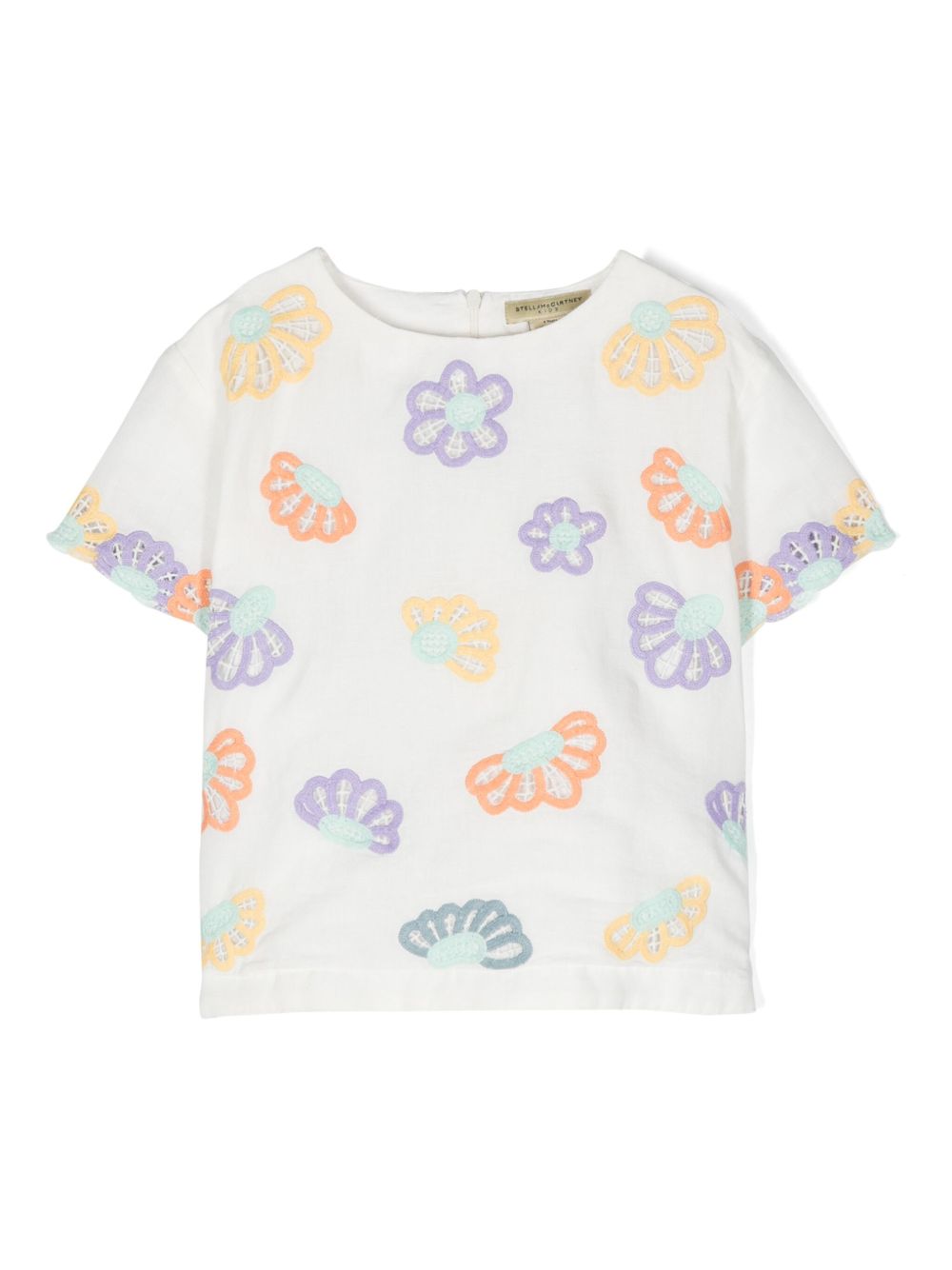 Stella McCartney Kids 花卉刺绣罩衫 - 白色