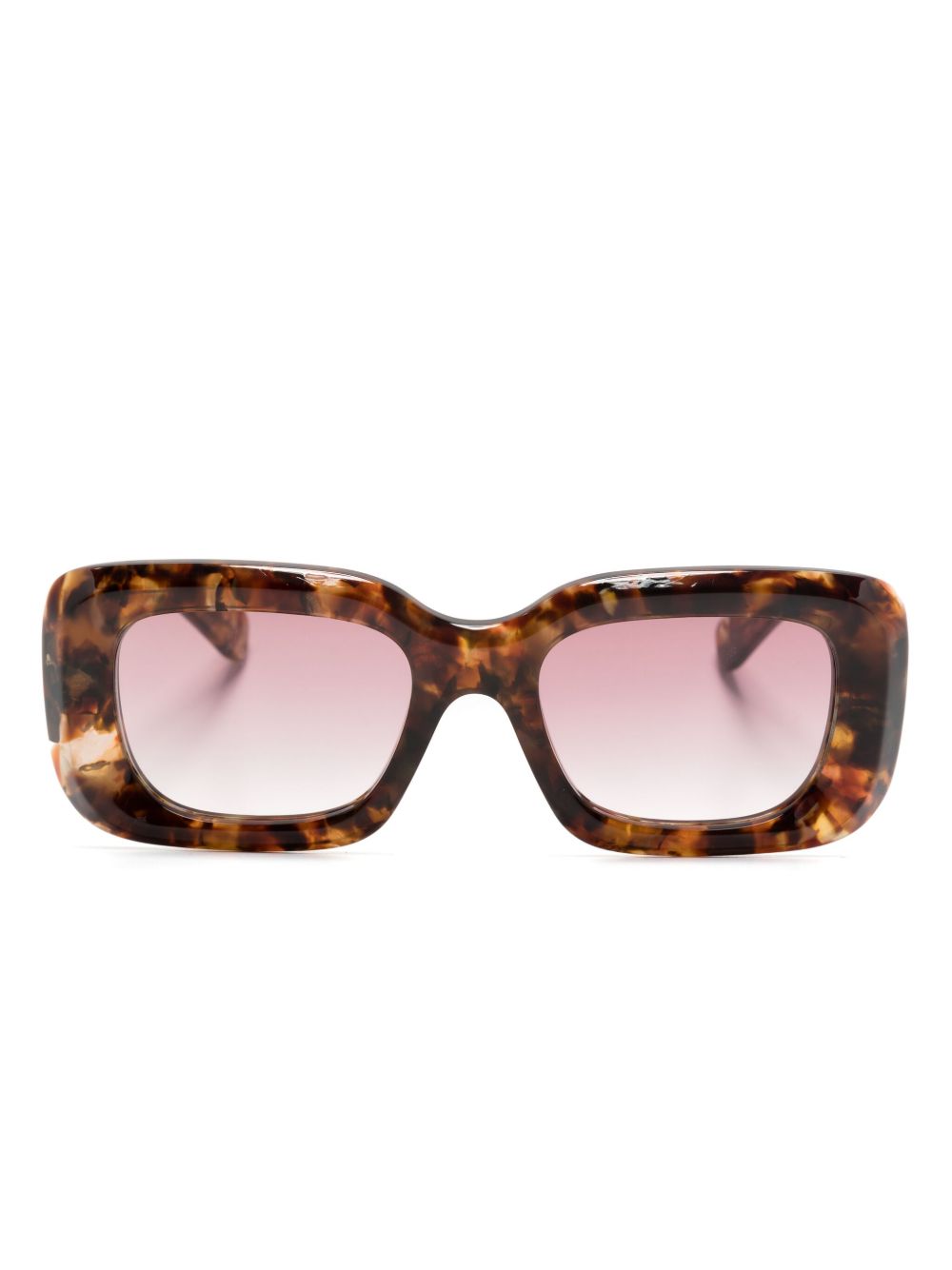 Chloé Eyewear Gayia 长方形框太阳眼镜 - 褐色