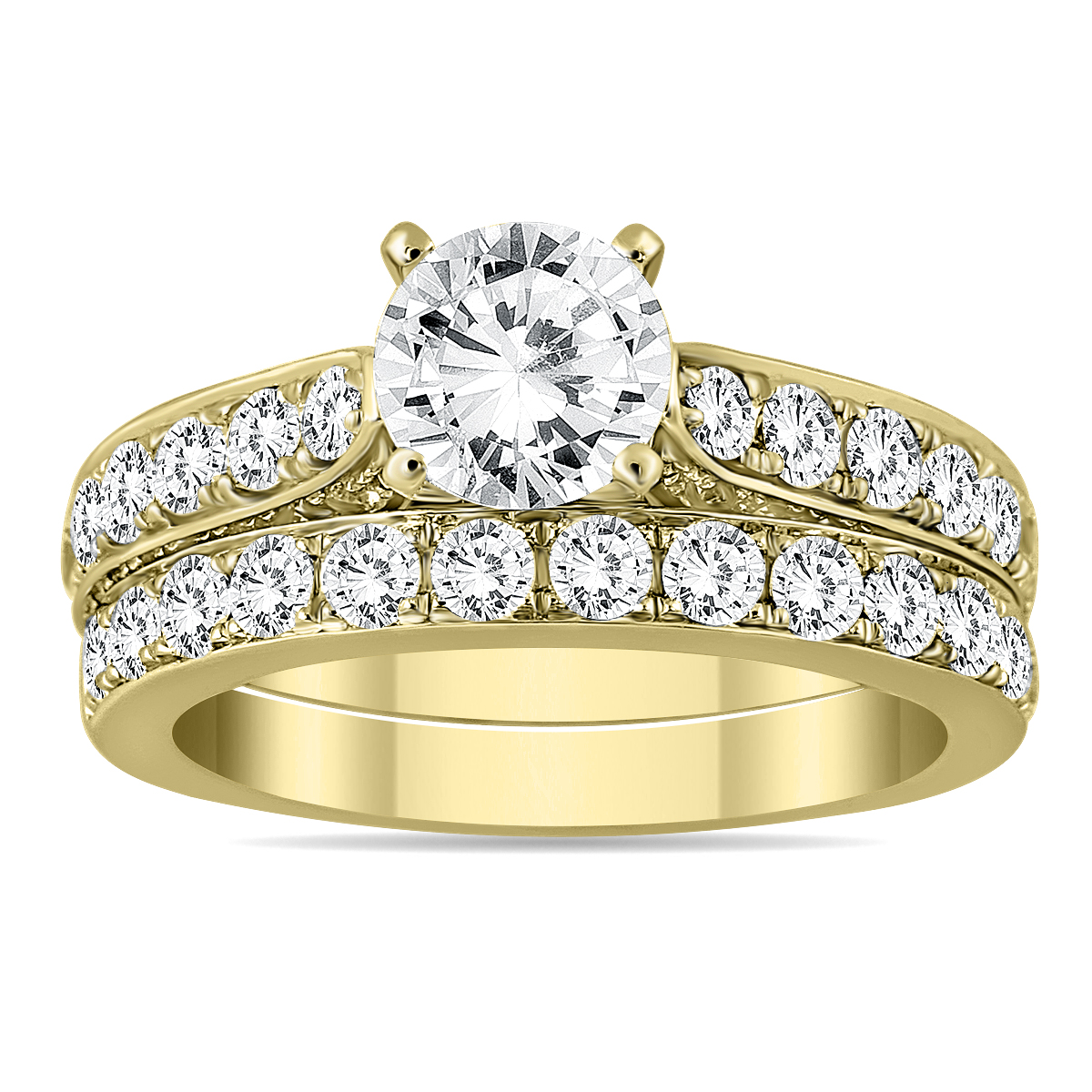 Certified 2 1/2 Carat TW Diamond Bridal Set in 14K Yellow Gold (J-K Color, I2-I3 Clarity)